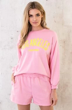 Los Angeles Comfy Short Roze -Kleding Promotie Winkel Los Angeles Comfy Trui Roze 6 586x900 1