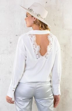 Bohemian Dames Hoed Beige -Kleding Promotie Winkel Low Back Lace Blouse Ecru 586x900 2