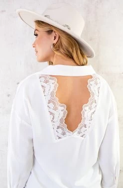 Low Back Lace Blouse Ecru -Kleding Promotie Winkel Low Back Lace Blouse Ecru 6 586x900 1