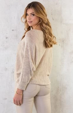 Lurex Boothals Top Beige -Kleding Promotie Winkel Lurex Boothals Top Beige 3 586x900 1