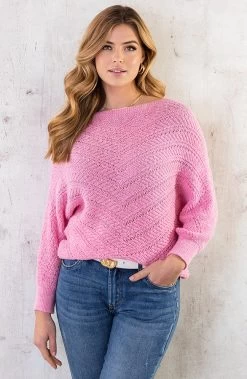 Lurex Top V Patroon Roze