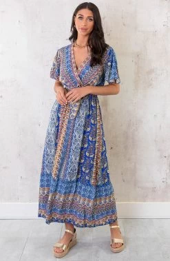 Maxi Print Jurk Toscane Kobalt