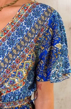Maxi Print Jurk Toscane Kobalt -Kleding Promotie Winkel Maxi African Print Jurk Kobalt 2 586x900 1