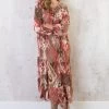 Maxi Dress Limited Print Beige Koraal -Kleding Promotie Winkel Maxi Dress Limited Print Beige Koraal 4 586x900 1