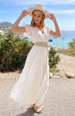 Maxi Embroidery Ruffle Jurk Ecru -Kleding Promotie Winkel Maxi Embroidery Ruffle Jurk Ecru 6 586x900 1