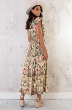 Maxi Jurk Colorful Print Beige -Kleding Promotie Winkel Maxi Jurk Colorful Print Beige 5 586x900 1