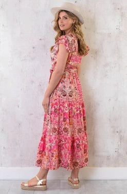 Maxi Jurk Colorful Print Fuchsia -Kleding Promotie Winkel Maxi Jurk Colorful Print Fuchsia 2 586x900 1