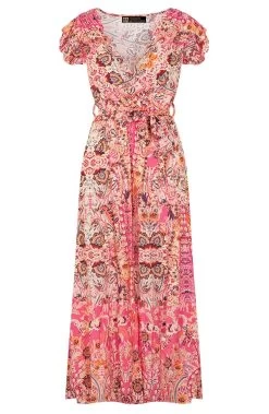 Maxi Jurk Colorful Print Fuchsia -Kleding Promotie Winkel Maxi Jurk Colorful Print Fuchsia 586x900 1