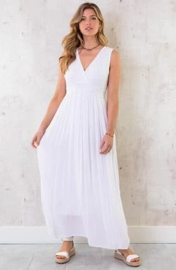 Plateau Sandalen Dames Wit 11 Plateau Sandalen Dames Wit -Kleding Promotie Winkel Maxi Jurk Kant Ecru 1 586x900 1