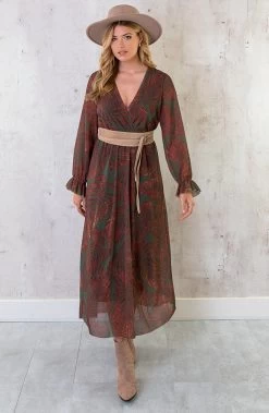 Maxi Jurk Leaves Army -Kleding Promotie Winkel Maxi Jurk Leaves Army 6 586x900 1