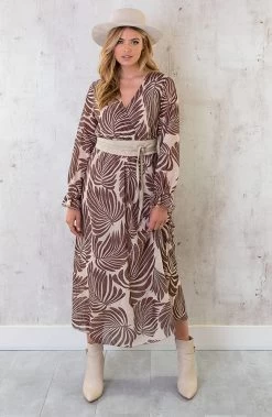 Maxi Jurk Leaves Beige