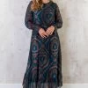 Maxi Ruffle Jurk Print Bruin Petrol -Kleding Promotie Winkel Maxi Jurk Ruffle Print Bruin Petrol 4 586x900 1