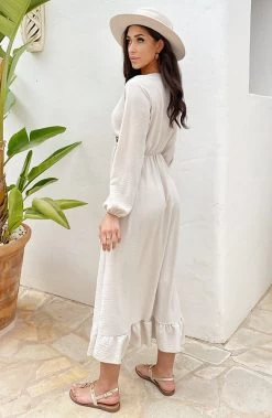 Maxi Jurk Split Beige -Kleding Promotie Winkel Maxi Jurk Split Beige 3 586x900 2