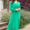 Maxi Jurk Split Bright Green