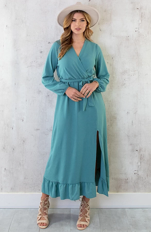 Maxi Jurk Split Mint 3 Maxi Jurk Split Mint