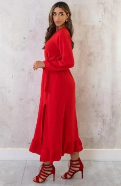 Maxi Jurk Split Rood -Kleding Promotie Winkel Maxi Jurk Split Rood 3 586x900 1