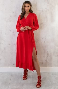 Maxi Jurk Split Rood