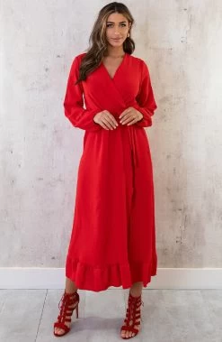 Maxi Jurk Split Rood -Kleding Promotie Winkel Maxi Jurk Split Rood 6 586x900 1