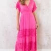 Maxi Kanten Jurk Fuchsia