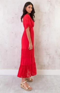 Maxi Kanten Jurk Rood -Kleding Promotie Winkel Maxi Kanten Jurk Rood 1 586x900 2