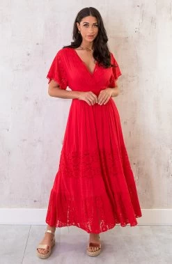 Maxi Kanten Jurk Rood -Kleding Promotie Winkel Maxi Kanten Jurk Rood 2 586x900 2