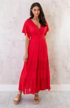Maxi Kanten Jurk Rood -Kleding Promotie Winkel Maxi Kanten Jurk Rood 3 586x900 2