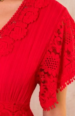 Maxi Kanten Jurk Rood -Kleding Promotie Winkel Maxi Kanten Jurk Rood 6 586x900 1