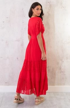 Maxi Kanten Jurk Rood -Kleding Promotie Winkel Maxi Kanten Jurk Rood 7 586x900 1