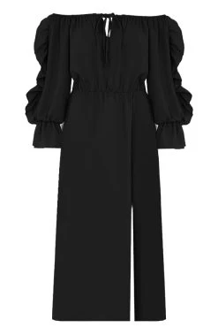 Maxi Off Shoulder Ruffle Jurk Zwart -Kleding Promotie Winkel Maxi Off Shoulder Ruffle Jurk Zwart 1 586x900 1