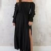Maxi Off Shoulder Ruffle Jurk Zwart -Kleding Promotie Winkel Maxi Off Shoulder Ruffle Jurk Zwart 2 586x900 1