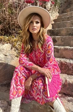 Maxi Oversized Jurk Print Fuchsia -Kleding Promotie Winkel Maxi Oversized Jurk Print Fuchsia 4 586x900 1