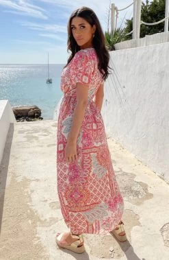 Maxi Print Jurk Fuchsia -Kleding Promotie Winkel Maxi Print Jurk Fuchsia 7 586x900 1