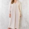 Maxi V-Hals Jurk Beige -Kleding Promotie Winkel Maxi V Hals Jurk Beige 7 586x900 1