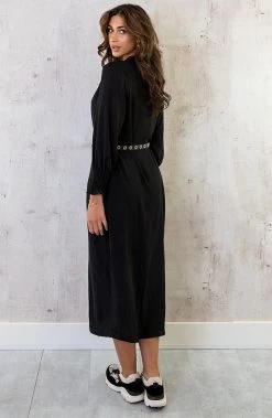 Maxi V-Hals Jurk Black -Kleding Promotie Winkel Maxi V Hals Jurk Black 2 586x900 1