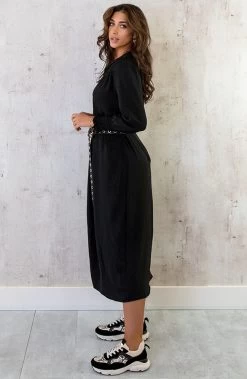 Maxi V-Hals Jurk Black -Kleding Promotie Winkel Maxi V Hals Jurk Black 4 586x900 1