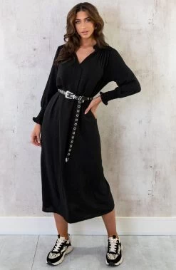Maxi V-Hals Jurk Black