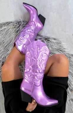 Metallic Cowboy Laarzen Lila 7 Metallic Cowboy Laarzen Lila -Kleding Promotie Winkel Metallic Cowboy Laarzen Lila 586x900 2