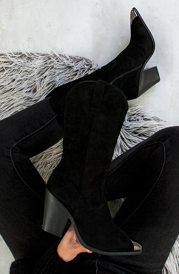 Metallic Laarzen Zwart 3 Metallic Laarzen Zwart