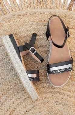 Metallic Plateau Sandalen Snake Zwart