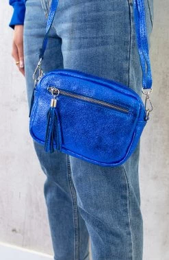 Metallic Tas Leer Kobalt -Kleding Promotie Winkel Metallic Tasje Kobalt 586x900 1