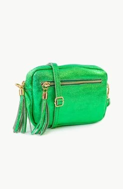 Metallic Tas Leer Bright Green