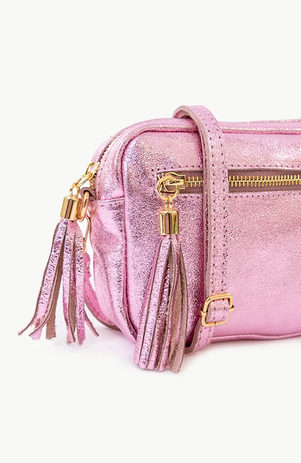 Metallic Tas Leer Pink 4 Metallic Tas Leer Pink - Afbeelding 2