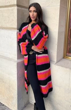 Midi Gestreept Vest Zwart Oranje -Kleding Promotie Winkel Midi Gestreept Vest Zwart Oranje 10 586x900 1