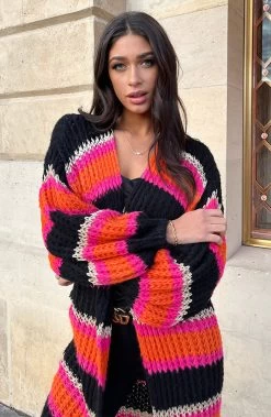 Midi Gestreept Vest Zwart Oranje -Kleding Promotie Winkel Midi Gestreept Vest Zwart Oranje 11 586x900 1