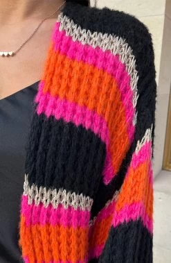 Midi Gestreept Vest Zwart Oranje -Kleding Promotie Winkel Midi Gestreept Vest Zwart Oranje 586x900 1