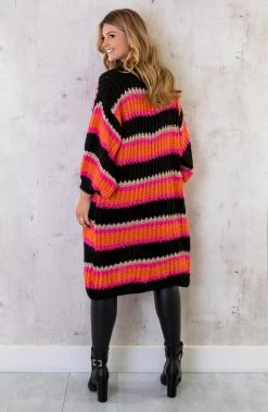 Midi Gestreept Vest Zwart Oranje -Kleding Promotie Winkel Midi Gestreept Vest Zwart Oranje 6 586x900 1