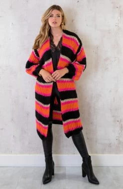 Midi Gestreept Vest Zwart Oranje -Kleding Promotie Winkel Midi Gestreept Vest Zwart Oranje 8 586x900 2