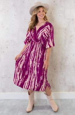Midi Jurk Met Print Aubergine -Kleding Promotie Winkel Midi Jurk Met Print Aubergine 1 586x900 1