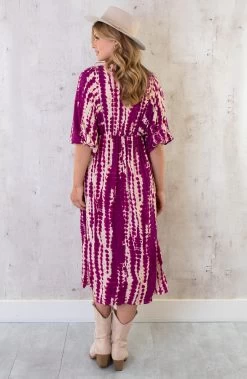 Midi Jurk Met Print Aubergine -Kleding Promotie Winkel Midi Jurk Met Print Aubergine 4 586x900 1