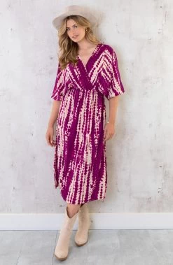Midi Jurk Met Print Aubergine -Kleding Promotie Winkel Midi Jurk Met Print Aubergine 6 586x900 1